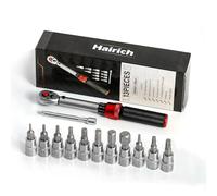 Hairich Hairch Clé dynamométrique, Llave dinamométrica para bicicleta 1/4", 1-25 Nm, juego de 13 piezas, trinquete de 72 dientes, maletín con barra de extensión, puntas hexagonales y Torx