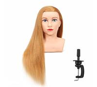 Hairingrid - Cabeza de maniquí de 28 a 30 pulgadas, 100% cabello humano peluquería, cosmetología, maniquí de entrenamiento de pelo y soporte de abrazadera libre (R71619W2724H)