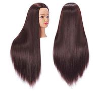 HAIRINGRIDHairingrid - Cabeza de maniquí de 26 a 28 pulgadas para entrenamiento de cabello de fibra sintética y soporte para abrazadera, , , Café Oscuro, ]