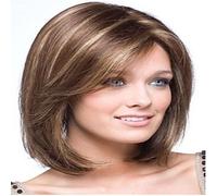 Hairjoy Peluca sintética para mujer, color marrón recto, color marrón