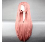 Hairjoy - Peluca sintética para mujer, muy larga, lisa, color rosa, para cosplay, Halloween, carnaval, disfraz