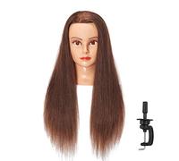 Hairlink Cabeza de maniquí de 61 a 66 cm con pelo humano, para entrenamiento de peinado, para cosmetología, maniquíes, cabeza de práctica con soporte (6611LB0418H)