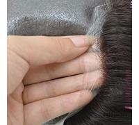 Hairnotion 0.04MM Sistema de reemplazo de cabello para hombres Peluca invisible de piel súper delgada para hombres toupees de cabello humano real #4