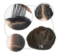 Hairnotion Sistema de reemplazo de cabello de 0.04MM para hombres Peluca de piel invisible súper delgada para hombres Peluca de cabello humano real #7