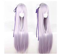 Hairpieces Girls Long Straight Light Purple Lilac Anime Show Comic Exposition Festival Cosplay Wig with Braids Purple