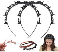 Hairpin Headband,Headband With Clips,Clip Headband,Hair Clip Headband,Hair Band With Clips, Pack Of 2 Hair t-wister Headbands, Double Bangs Hairstyle Hairpin, Hair Hoop