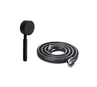 Hairstore Alcachofa de ducha de acero inoxidable de metal negro con manguera de baño, 150 cm, juego de rociador de alta presión para baja presión de agua, aumento de presión