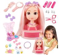 Hairstyling Girls Toys, Hair Salon Doll Head Makeup Kit, 7,8 in Portable with Ear Studs, Curling Irons Hairpins, Dress Up Toy Set for Kindergarten and Home Play, Indoor