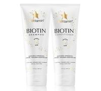 HAIRtamin Juego de champú y acondicionador, sin parabenos ni sulfatos, voluminizador e hidratante, champús y acondicionadores de biotina natural, hidratante suave para cabello rizado y tratado con