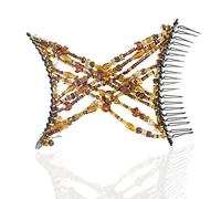 HairZing Double Cross Hair Comb, Hair Accessory Perfect for Easy Ponytails, UpDos and Twists, Tortoise Brown, Medium by HairZing
