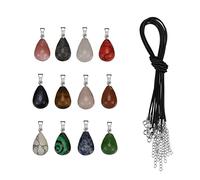 HAISENG 12 collares con colgante de piedra natural, exquisitos dijes de ágata de cristal y amatista con cuerda de cera para mujer, joyería de fiesta, regalo de cristal, piedra natural, cuerda de cera