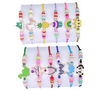HAISENG 12 pulseras de amistad de dibujos animados para niñas, multicolor, para fiestas de cumpleaños, pulseras de amistad de dibujos animados