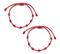 HAISENG 2 tobilleras de cuerda roja de 7 nudos ajustables, amuleto de buena suerte para el éxito y la prosperidad, tobillera para hombre, acero inoxidable