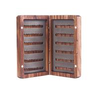 HAISENG Caja de pesca con mosca con bolsillos laterales dobles para aparejos de madera, organizador de gancho para aparejos de aparejos, estuche de almacenamiento, bolsillos laterales dobles