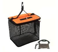 HAISENG Cesta de pesca flotante para peces capturados, jaula de almacenamiento plegable, portátil, cubo de pesca