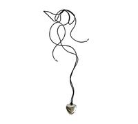 HAISENG Collar con colgante de amor simple europeo y novedoso, cadena de clavícula ajustable, cuerda negra, collar de corazón para niñas, talla única, como se describe, como se describe