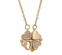 HAISENG Collar con colgante de corazón a corazón, vintage, de cuatro hojas, joyería retro, plegable, en forma de corazón, collar de clavícula para mujer, regalo de cadena que se abre