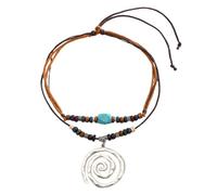 HAISENG Collar con colgante geométrico de plata con cuentas turquesas, cadena ajustable con cuentas, joyería elegante de piedra natural, talla única, como se describe, como se describe