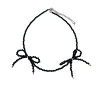 HAISENG Collar corto simple con lazo, collar de moda, cadena de clavícula, gargantilla con cuentas de cristal, joyería de declaración, collar corto con lazo, talla única, como se describe, como se