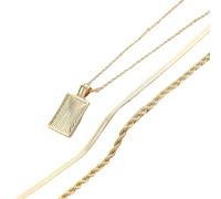HAISENG Collar de cadena chapado en oro para mujer, con colgante de varias capas, rectangular, gargantilla para el cuello, elegante collar con colgante