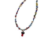 HAISENG Collar de cuentas de cristal de moda con colgante de hongo y diseños florales, accesorio de joyería para un aspecto juvenil y elegante, talla única, como se describe, como se describe