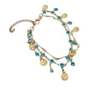 HAISENG Collar de moda para mujer adornado con circonita azul y concha dorada, elegante joyería para ocasiones especiales, elegante colgante de concha, talla única, como se describe, como se describe