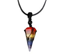 HAISENG Collar de ópalo de cono hexagonal de moda, cadena ajustable delicada de acero inoxidable, joyería con colgante de ópalo para fiestas, talla única, como se describe, como se describe