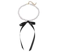 HAISENG Elegante collar con dije de lazo de lazo, collar simple, cadena de clavícula, gargantilla de perlas de moda, joyería con dije de lazo, talla única, como se describe, como se describe