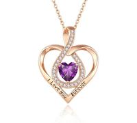 HAISENG Elegante collar de aleación con colgante de piedra de nacimiento del zodiaco con dije de corazón de amor, joyería de longitud ajustable, accesorio para fiesta, talla única, como se describe