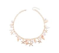 HAISENG Elegante collar de cadena de clavícula para el cuello, joyería con colgante de concha, textura de metal con cuentas para varias ocasiones, joyería de moda para mujer, D, como se describe, como