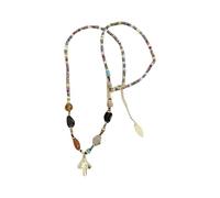 HAISENG Elegante collar de cuentas de piedra natural hecho a mano con colgante de hongo inspirado en Francia, accesorio de invierno, regalo de joyería de hongos de inspiración vintage