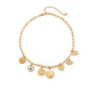 HAISENG Elegante collar dorado de conchas marinas para mujeres de moda con un colgante de cruces y dije inspirado en la playa, diseño casual de cola de pez, talla única, como se describe, como se