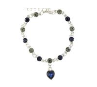 HAISENG Elegante dije de corazón de cristales azules en color plateado, accesorio de moda para boda y aniversario de mujer