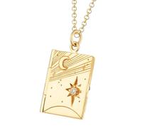 HAISENG Elegante pieza de joyería de estrella chapada en oro de cobre con artesanía intrincada, regalo ideal para amantes, joyería de regalo personalizada de luna y estrellas, talla única, como se
