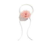 HAISENG Fashion Trend - Collar de malla con diseño de flor y rosas, cadena de clavícula de temperamento simple, viento frío, ajustable, cuerda de cera blanca, collar con colgante de flor de malla para