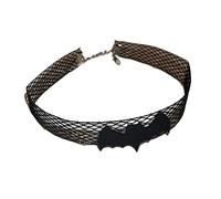 HAISENG Gargantilla de Halloween para mujeres y niñas, elegante encaje negro, collar de arañas steampunk, collar de joyería para mujer, collar de murciélago reticulado, accesorio personalizado para