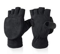 HAISENG Guantes convertibles a prueba de viento, guantes cálidos de invierno con cubierta de solapa para hombres, mujeres, niños, invierno, sin dedos, mitones convertibles sin dedos