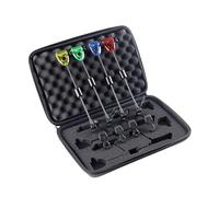 HAISENG Juego de 4 indicadores de alarma de mordeduras de pesca sensibles con iluminación LED, equipo de caña de pescar