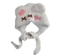 HAISENG Sombrero de oso de peluche para mujer con orejas de gato y lazos, sombrero casual encantador accesorio de invierno para trajes de moda