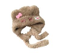 HAISENG Sombrero de oso de peluche para mujer con orejas de gato y lazos, sombrero casual encantador accesorio de invierno para trajes de moda