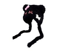 HAISENG Sombrero de oso de peluche para mujer con orejas de gato y lazos, sombrero casual encantador accesorio de invierno para trajes de moda