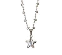 HAISENG Trend Collarbone Chain - Collar de estrella de cinco puntas para estudiantes, diseño de temperamento simple, collares de joyería para mujer, collar plateado