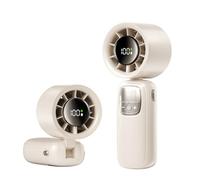 HAISENG Ventilador portátil silencioso con pantalla LED, recargable, compacto para uso en interiores y exteriores, escritorio silencioso con base antideslizante
