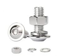 HAISHANG 10 Piezas M6x20mm Juegos de Tornillos con Hexágono Interior de Cabeza Plana, Tornillos de Máquina con Brida de Acero Inoxidable con Tuercas Hexagonales y Arandelas Elásticas