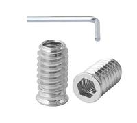 HAISHANG 20 Piezas Insertos Roscados M4x15mm, Tuercas Hexagonales para Madera, Tuercas de Inserción con Cabeza Plana para Muebles de Madera