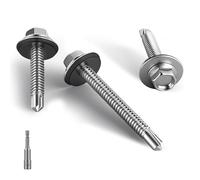 HAISHANG 50 Piezas Tornillos Autotaladrantes 4.8x25mm, Tornillos para Techos Autoperforantes de Cabeza Hexagonal con Arandela de Sellado para Tejado, Chapas Metálicas y Aluminio