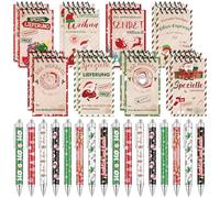 Haishell 32 unidades de bolígrafos de gel de Navidad, mini bloc de notas, portátil, para trabajo, oficina, hogar, regalo de Navidad