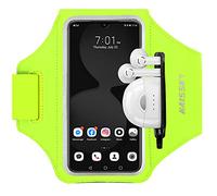 HAISSKY Brazalete Deportivo para Correr con Bolsa de Auriculares, Brazalete Móvil Deportivo Ajustable para iPhone 16 Pro MAX 15 Pro 14 13 12 11 Plus, Galaxy S25/S24/S23/S22, hasta 6,9" (Verde)