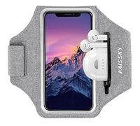 HAISSKY Brazalete Deportivo para Correr con Bolsa de Auriculares, Brazalete Móvil Deportivo Ajustable para iPhone 16 Pro MAX 15 Pro 14 13 12 11 Plus, Galaxy S25/S24/S23/S22, hasta 6,9" (Gris)