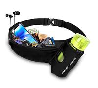 HAISSKY Riñonera Running para Correr Deportiva Impermeable Multifuncional Bolso de Cintura con Portabotellas para iPhone 16 15 14 13 12 Pro MAX,Galaxy S30 S20 para Deportes o Viaje al Aire Libre 7,0"